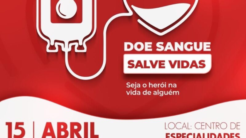 Campanha de doação de sangue acontecerá neste sábado em Guarantã do Norte