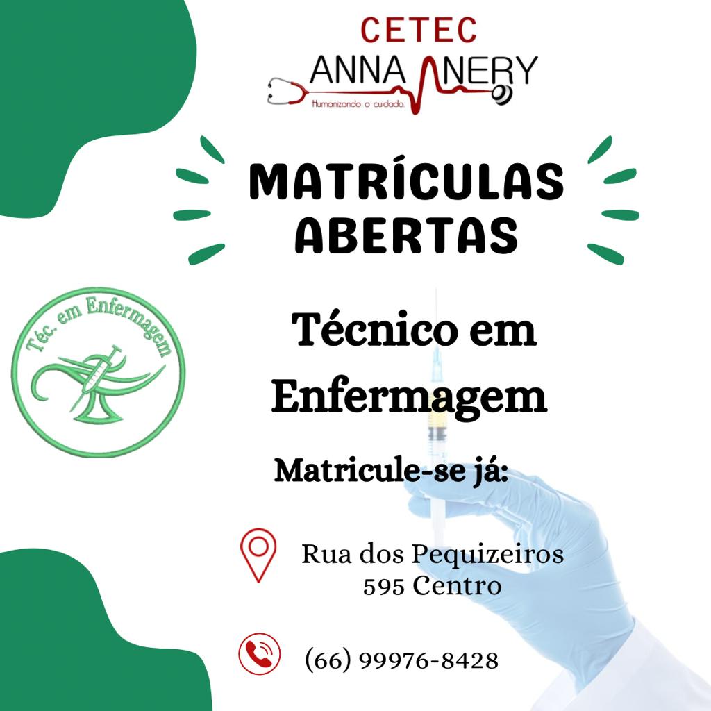 Estão abertas as matriculas para o Curso Técnico em Enfermagem