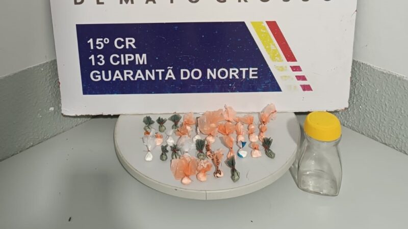 Guarantã do Norte: PM apreende menor com 33 porções de substância análoga à cocaína.