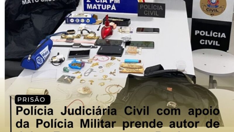Matupá: Autor de furtos e roubo à residência é preso em flagrante