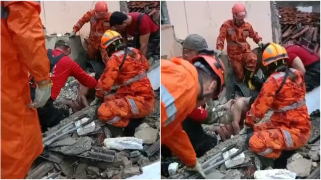 Chuva forte faz casa desabar em Fortaleza; quatro pessoas são resgatadas