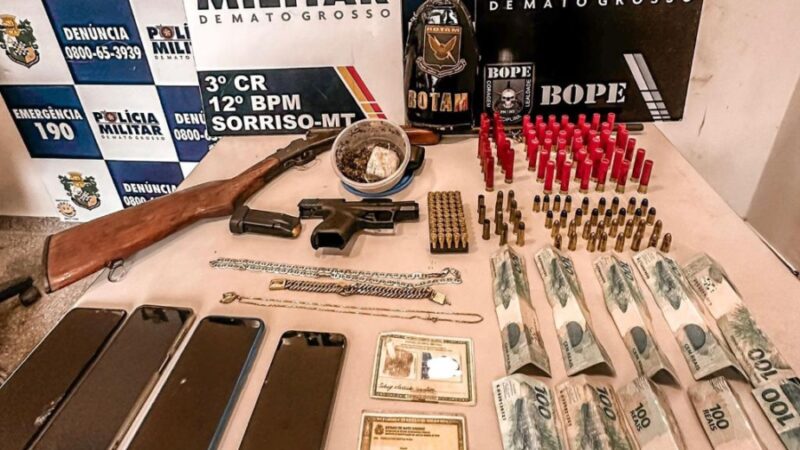 Sorriso: Polícia Militar prende dois homens por tráfico e comércio ilegal de armas na zona rural