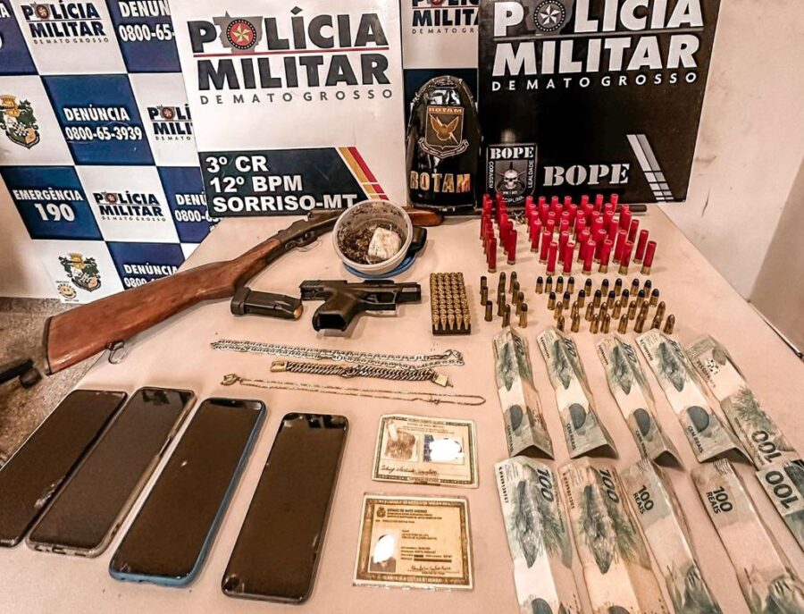 Sorriso: Polícia Militar prende dois homens por tráfico e comércio ilegal de armas na zona rural