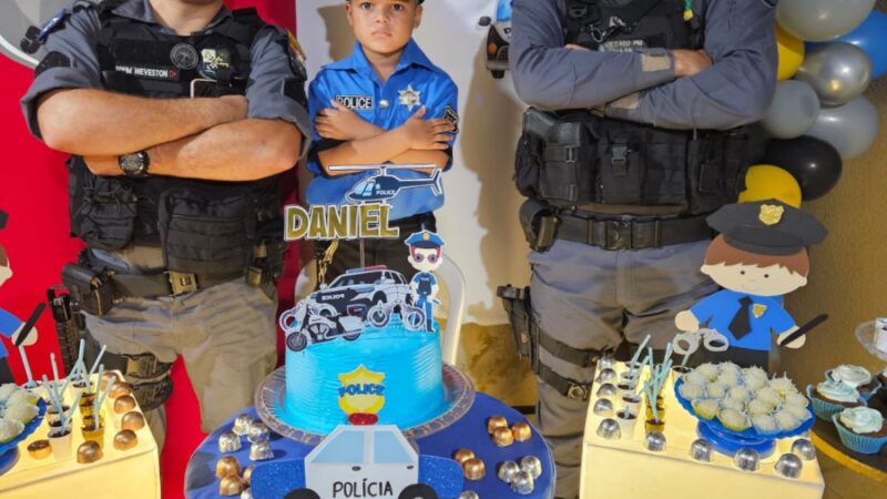 Policiais Militares celebram aniversário infantil com tema policial em Peixoto de Azevedo