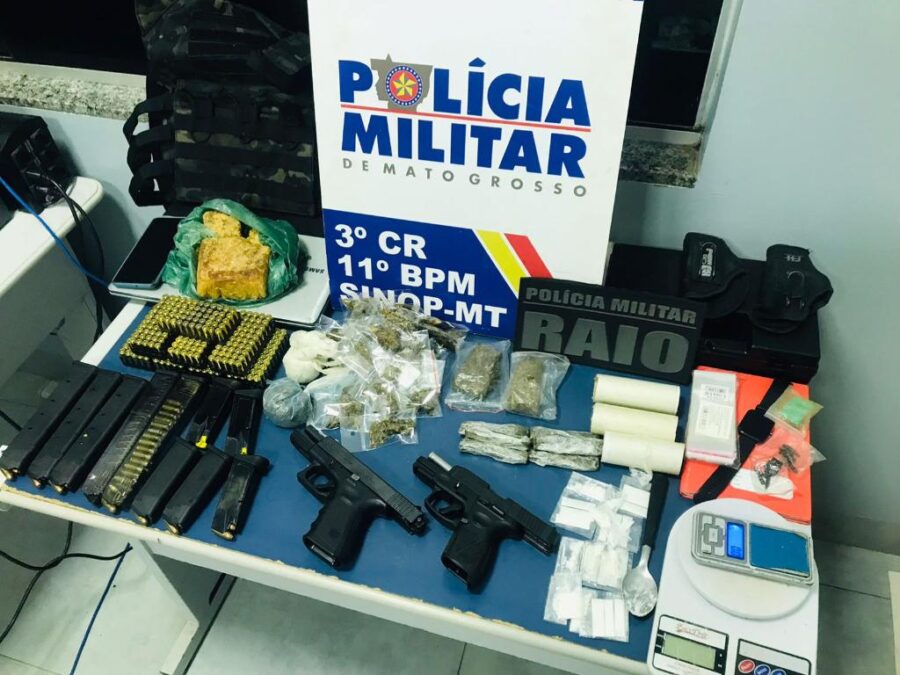 PM de Sinop prende homem por porte ilegal de arma e tráfico de drogas