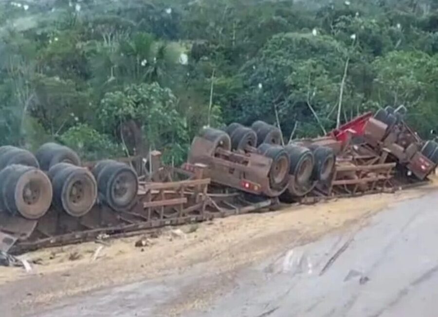 Serra do Cachimbo: Acidente com carreta carregada de soja tira a vida de motorista de 55 anos