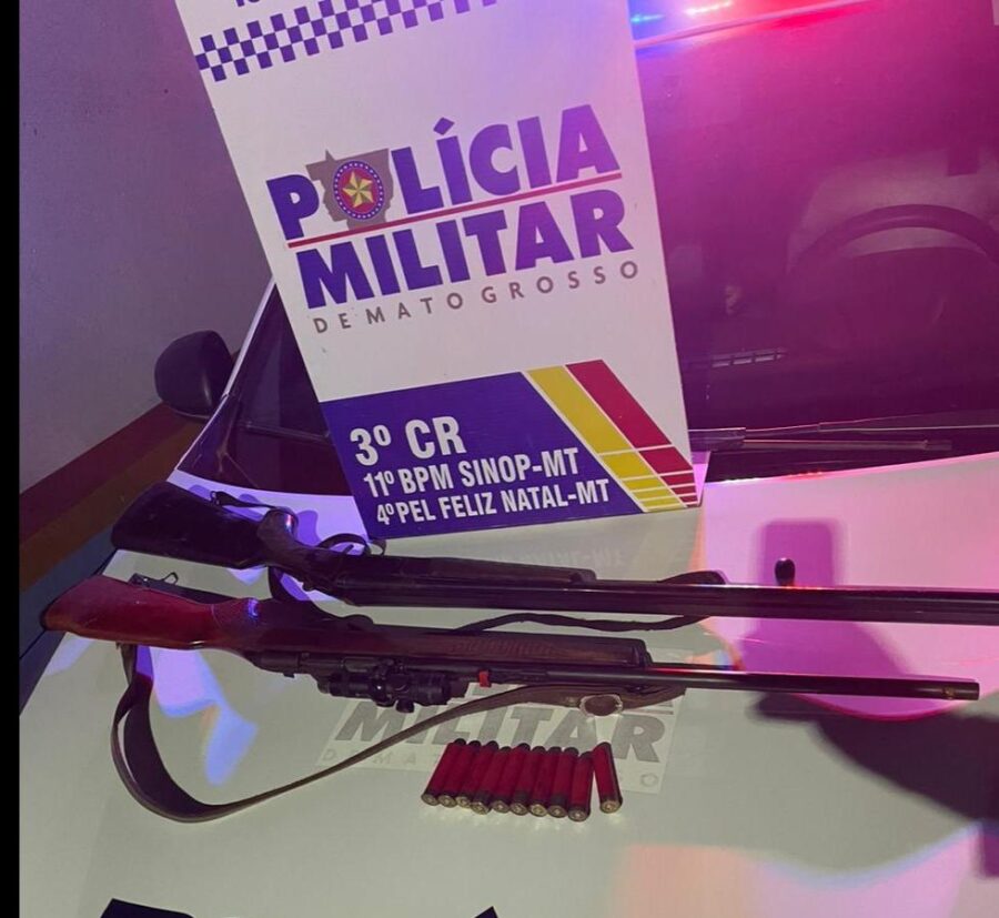 PM apreende armas e munições em ações em Sinop e Feliz Natal; Dois presos