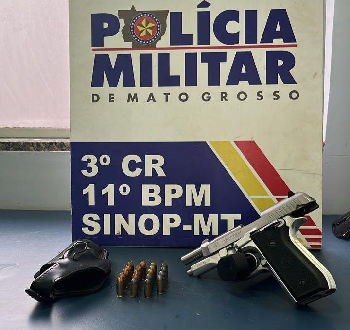 Homem é preso por porte ilegal de arma de fogo em Sinop após abordagem da PM