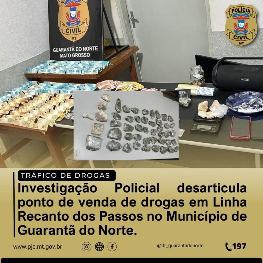 Operação Policial desmantela ponto de venda de drogas em Guarantã do Norte