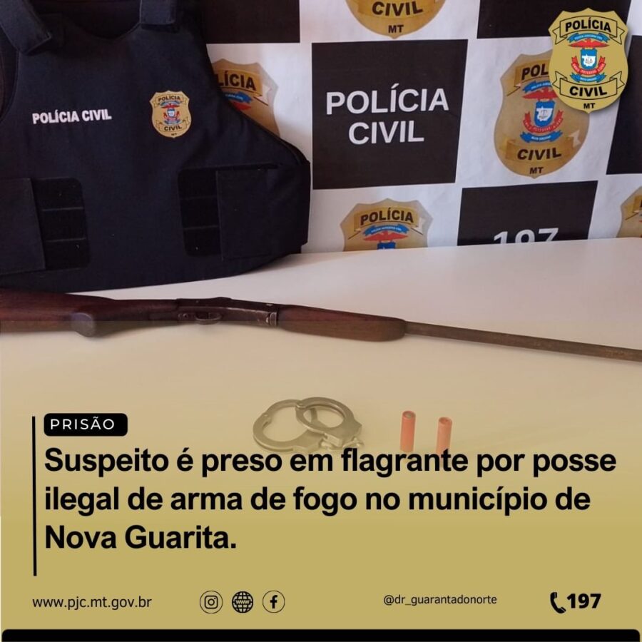 Suspeito é preso em flagrante por posse ilegal de arma de fogo em Nova Guarita