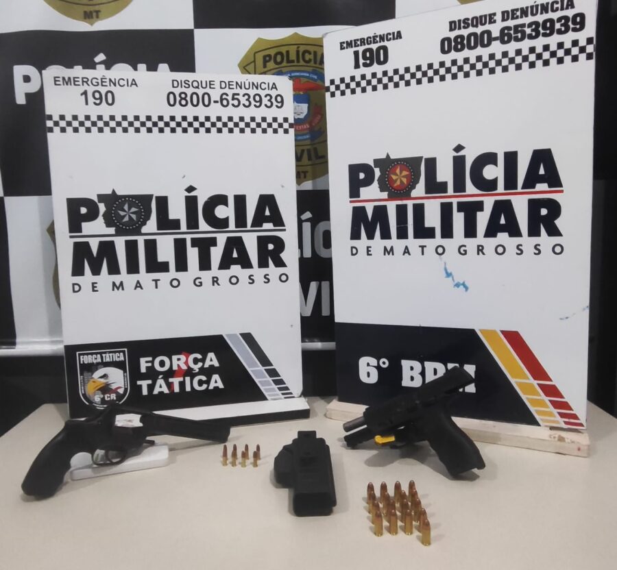 Casal é preso por porte ilegal de armas em evento em Cáceres