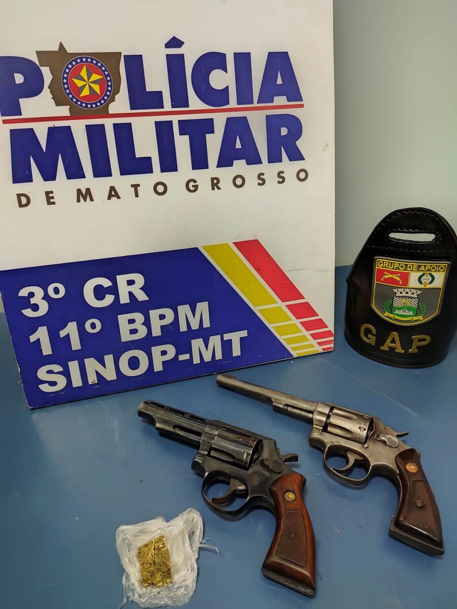 Polícia Militar prende dois suspeitos por formação de quadrilha, porte ilegal de arma de fogo e tráfico de drogas em Sinop