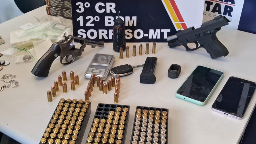 Polícia Militar apreende armas, munições e explosivos e prende suspeito em Sorriso