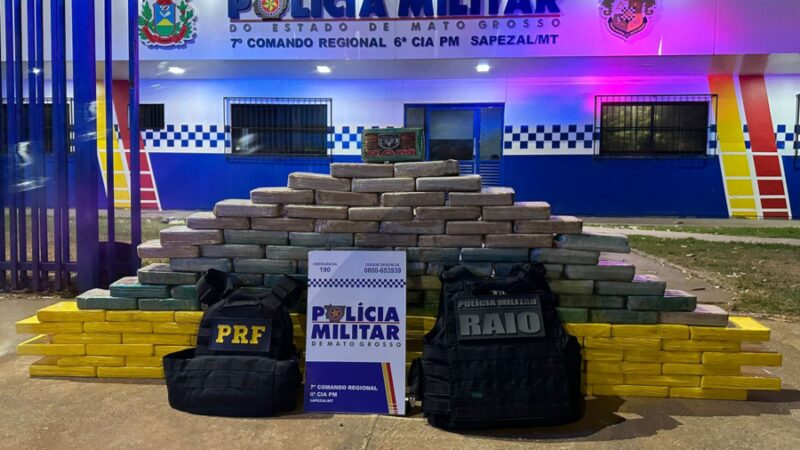 Ação integrada das Polícias Militar e Rodoviária Federal apreende 129 tabletes de drogas em Sapezal