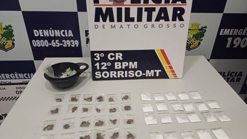 Polícia Militar prende homem e apreende adolescente por tráfico de drogas em Sorriso
