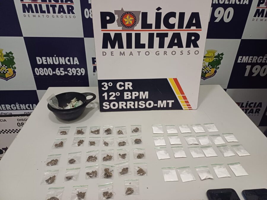 Polícia Militar prende homem e apreende adolescente por tráfico de drogas em Sorriso