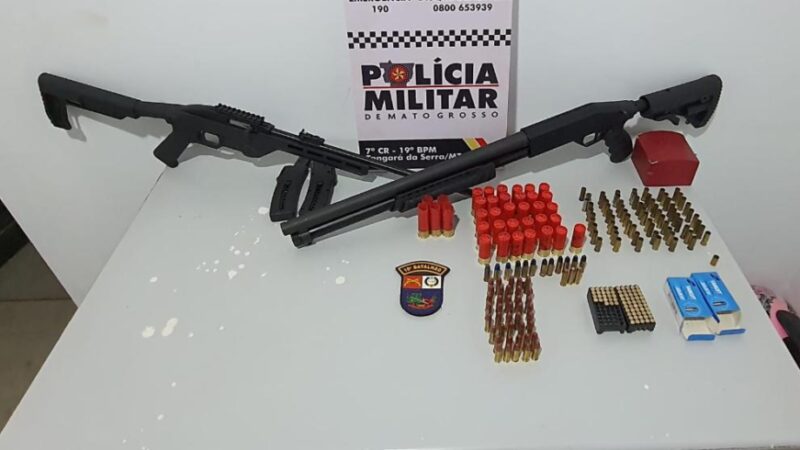 Polícia Militar prende homem por violência doméstica e posse ilegal de armas em Tangará da Serra