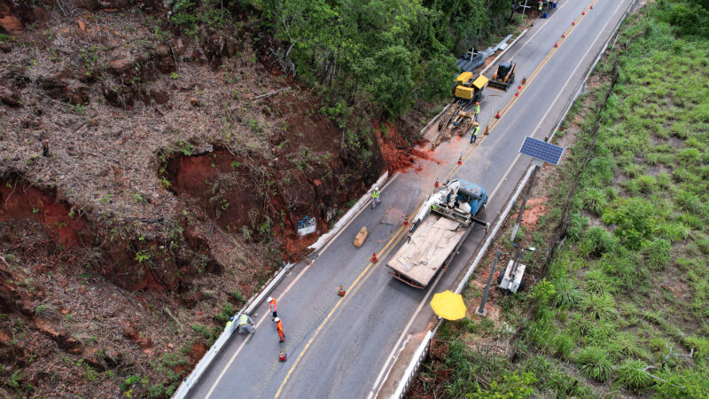 Interdição total e parcial na MT-251 para obras no Portão do Inferno