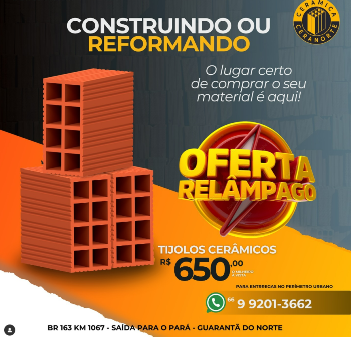Promoção Imperdível: Milheiro de Tijolos na Cerâmica Ceranorte
