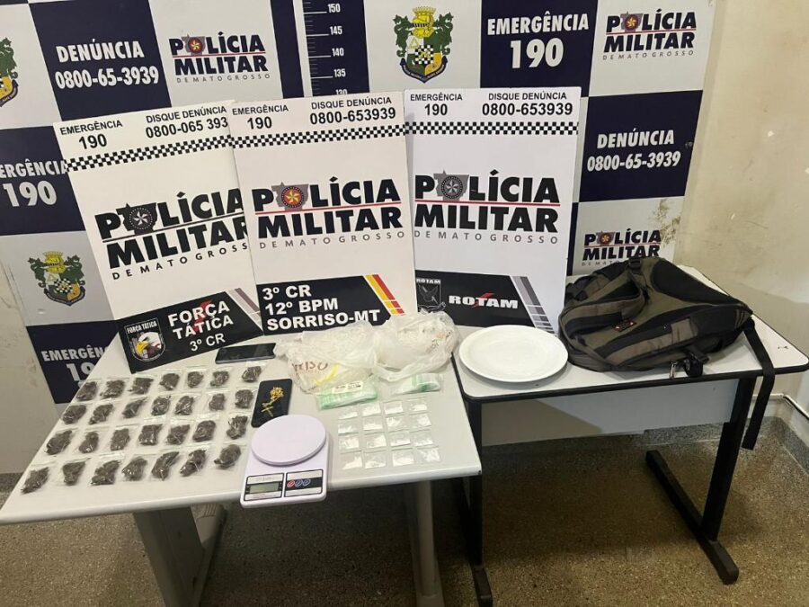 Homem e adolescente são presos por tráfico de drogas em Sorriso