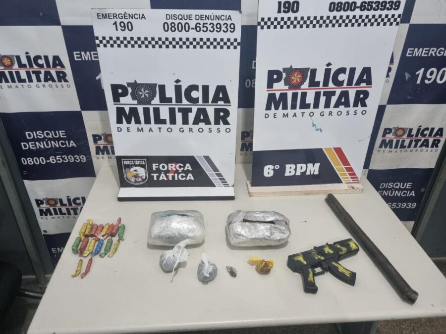 Adolescente de facção criminosa é apreendido com drogas e explosivos em Cáceres
