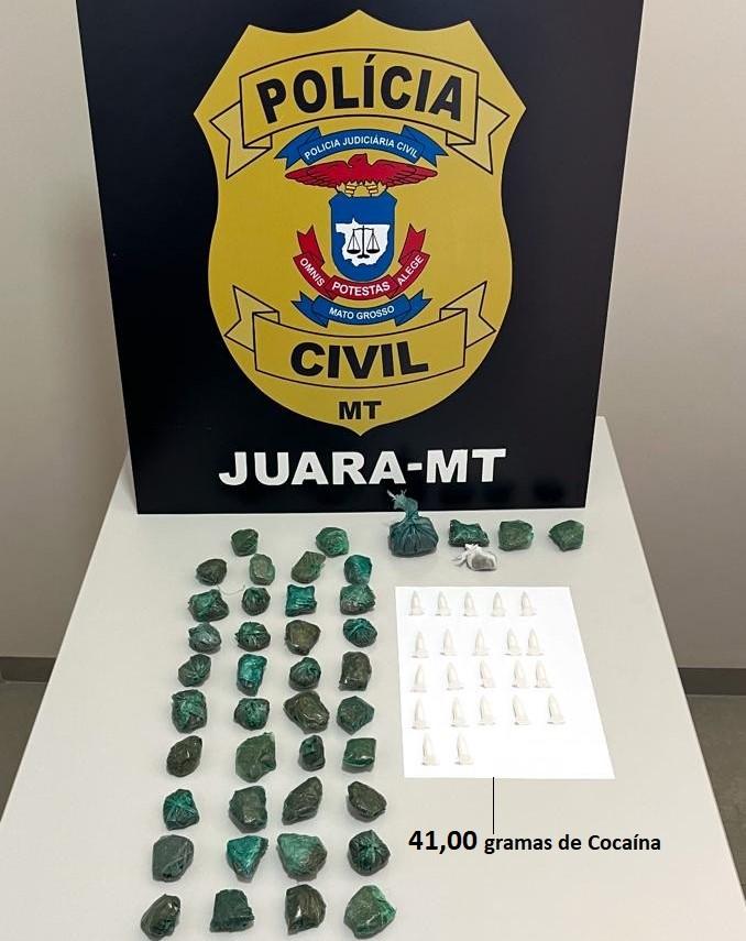 Suspeito de tráfico de drogas é preso em Juara com maconha e cocaína