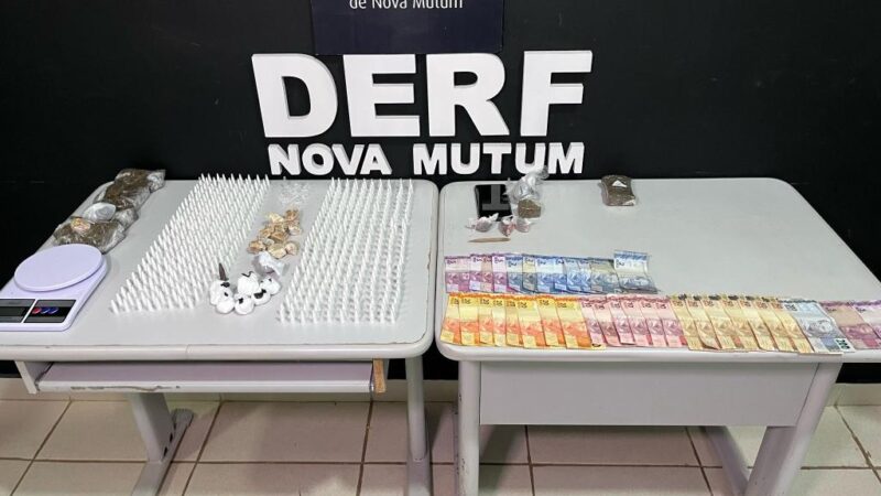 Polícia Civil prende casal responsável por abastecer tráfico de drogas em Nova Mutum; O casal é apontado como o responsável por distribuir drogas aos vendedores de uma facção criminosa