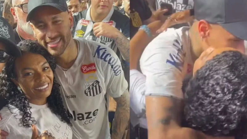 Mãe de MC Kevin se emociona com abraço de Neymar no Santos