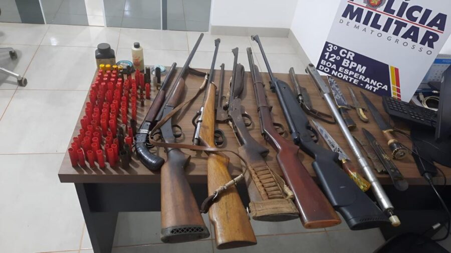 Boa Esperança do Norte: PM prende suspeito de ameaça e tentativa de homicídio e apreende sete armas de fogo em residência