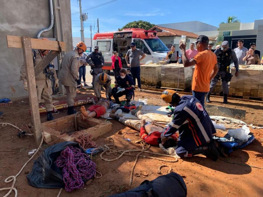 Primavera do Leste: Corpo de Bombeiros resgata vítimas de intoxicação por gases em obras de cisterna