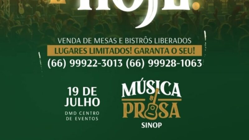 Música & Prosa 2025: Garanta seu lugar neste evento beneficente imperdível em Sinop!