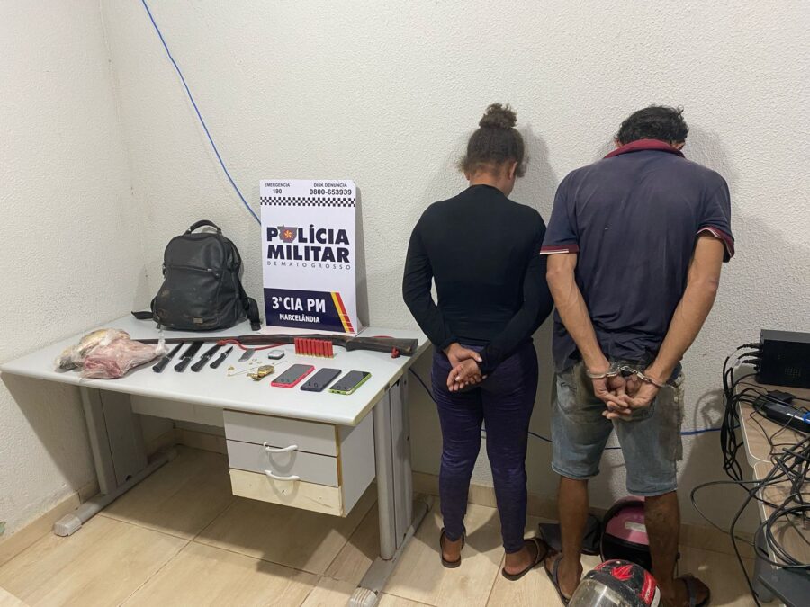 Casal é preso pela Polícia Militar após série de furtos em propriedades rurais de Marcelândia