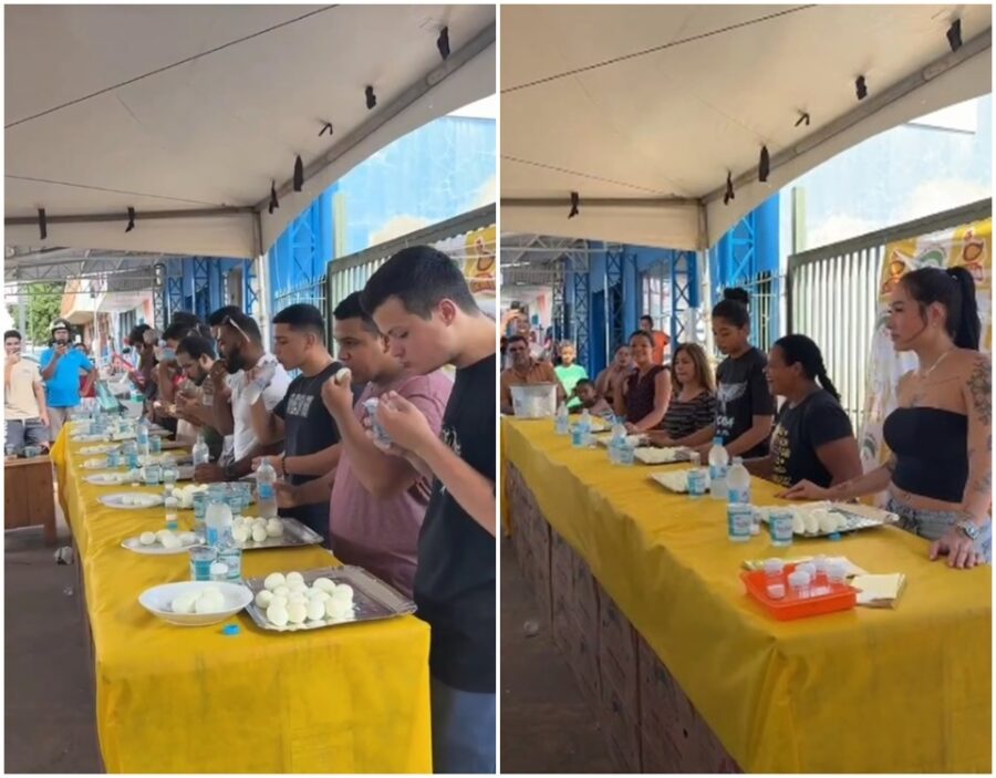 Funcionário de frigorífico vence desafio ao comer 30 ovos em cinco minutos em Várzea Grande