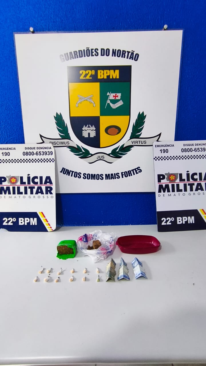 PM desmantela ponto de tráfico e prende homem com drogas em Peixoto de Azevedo