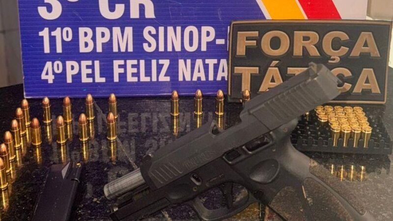 Homem é preso com pistola e 52 munições na zona rural de Feliz Natal