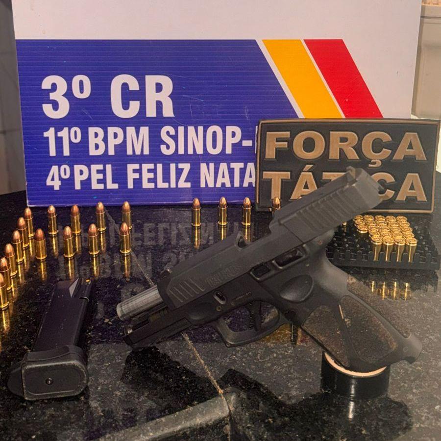 Homem é preso com pistola e 52 munições na zona rural de Feliz Natal