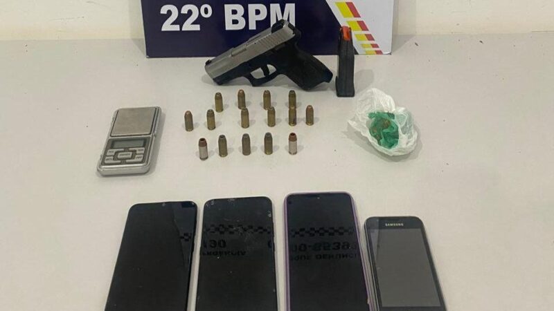 Polícia Militar prende dois integrantes de facção criminosa por tráfico e porte ilegal de arma em Peixoto de Azevedo