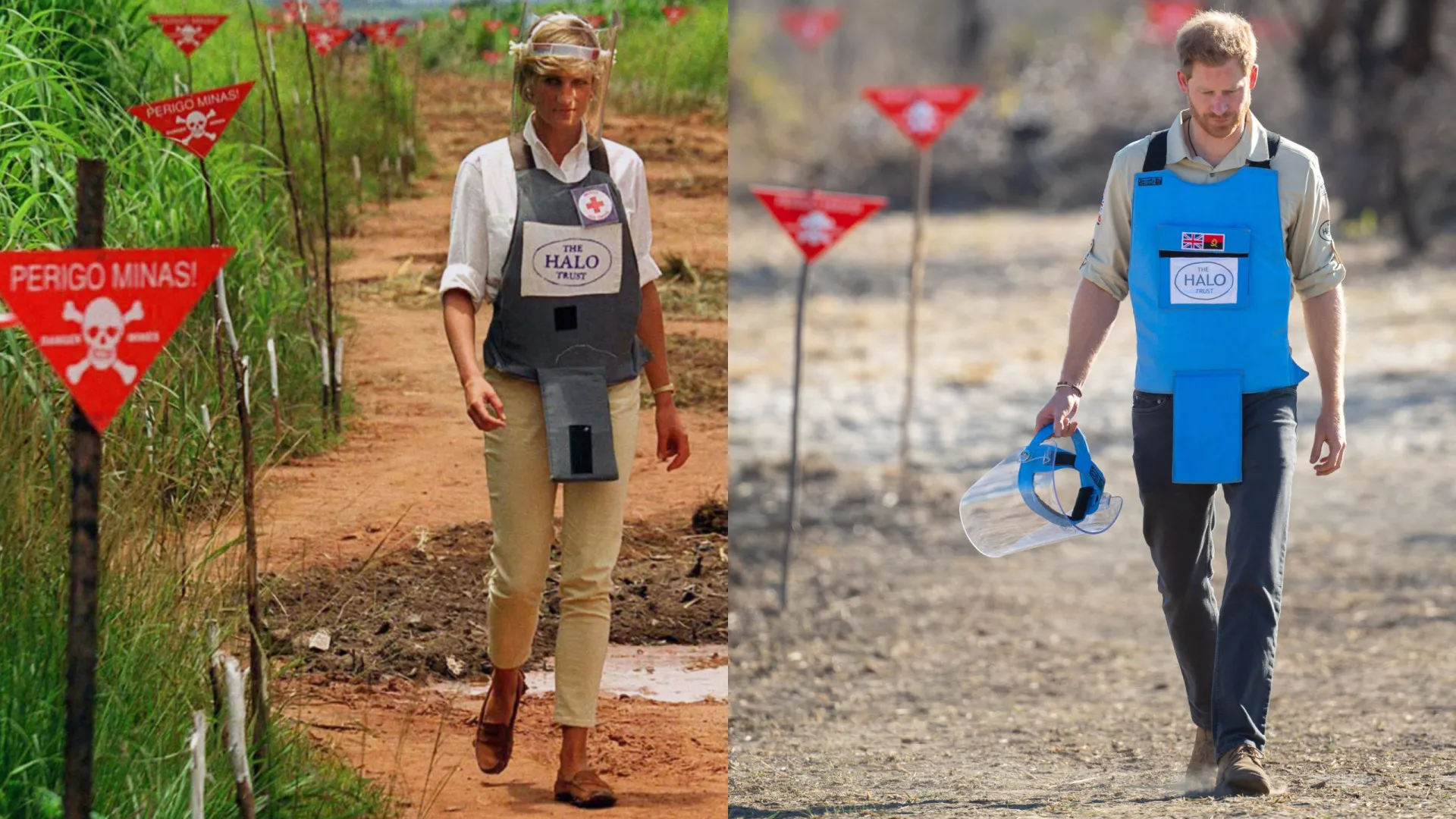 Harry repete princesa Diana e caminha em campo minado na África