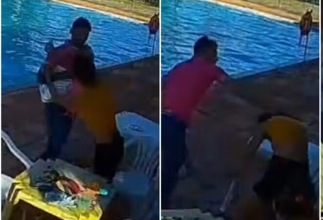 Mulher é brutalmente agredida pelo marido em clube de Campo Novo do Parecis (Vídeo)
