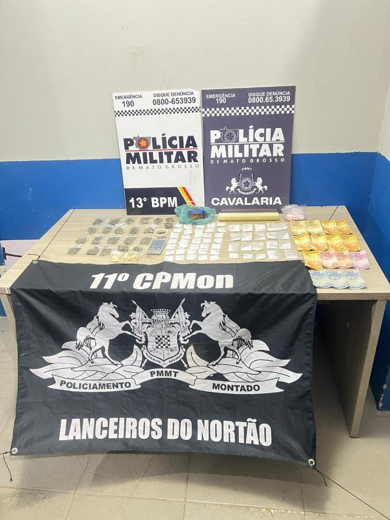 Trio é preso por tráfico de drogas durante patrulhamento da Cavalaria em Lucas do Rio Verde