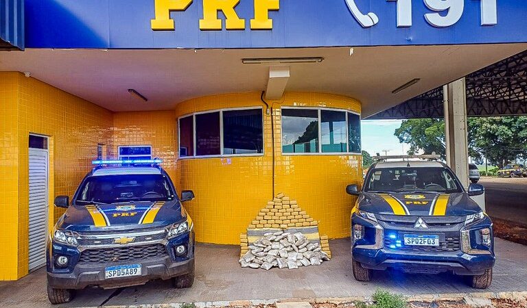 PRF apreende mais de 200 kg de drogas e prende dois homens na BR-070 em Poxoréu
