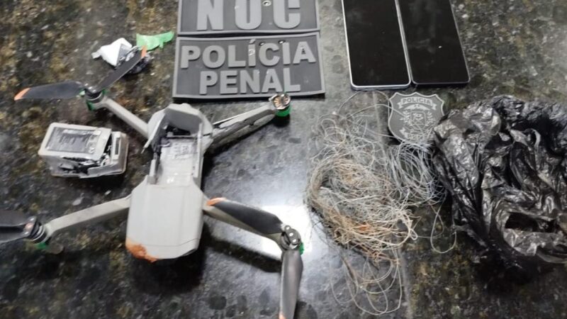 Policiais penais derrubam drone que levava celulares para presos em Sinop