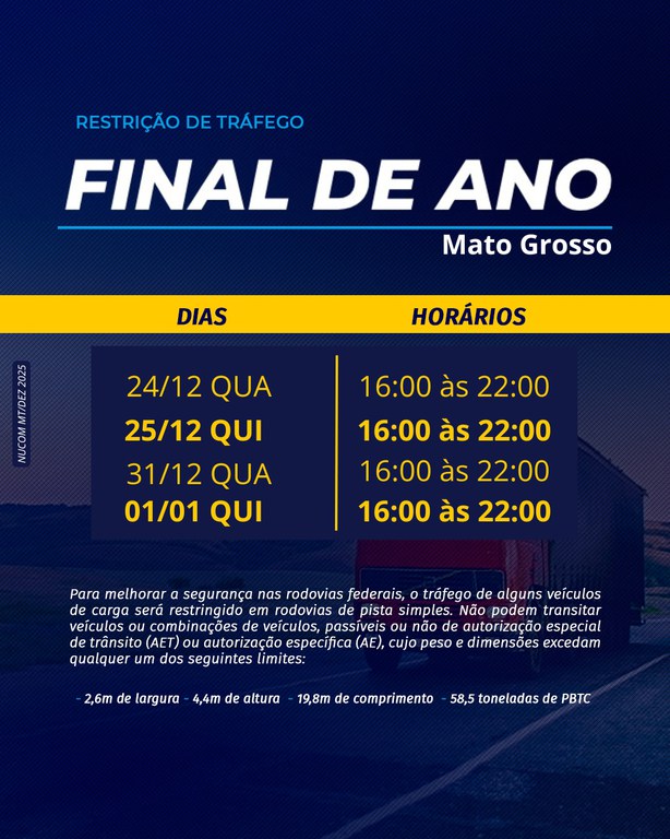 PRF intensificará fiscalização nas rodovias federais de Mato Grosso durante o período de final de ano