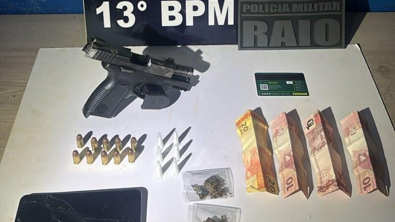 Faccionado é preso com arma e drogas durante ação da PM em Lucas do Rio Verde