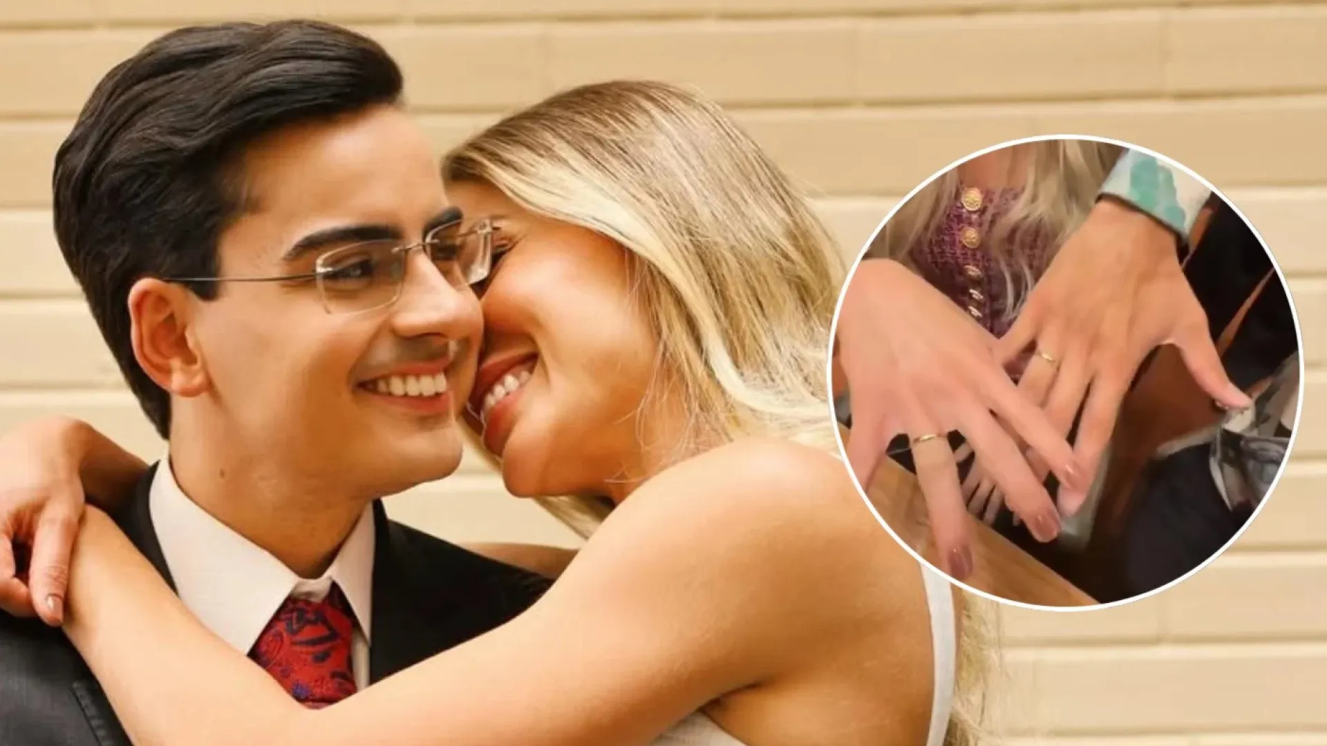 Dudu Camargo dá aliança de namoro a Saory Cardoso ao vivo