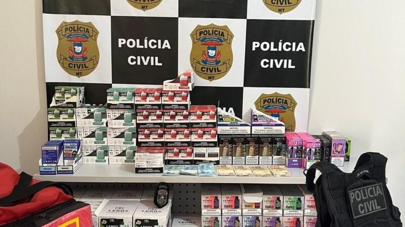 Mãe e filho são presos com mais de 600 cigarros eletrônicos durante ação da Polícia Civil em MT