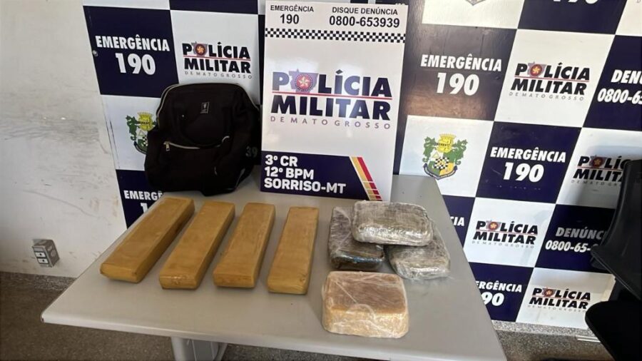 Denúncia leva PM a apreender 7 kg de drogas abandonadas por facção em Sorriso