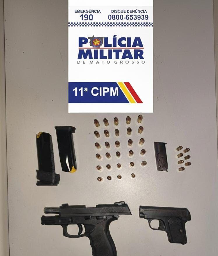 Barreira policial flagra idoso armado com duas pistolas em rodovia de Colniza