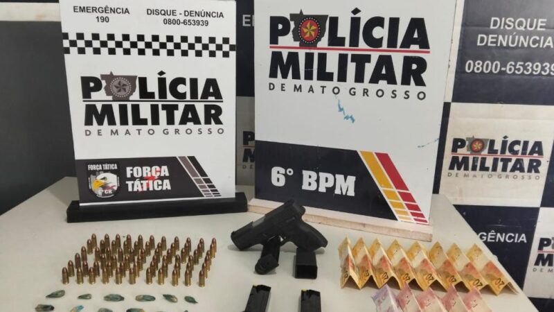 Facção é desarticulada e trio é detido com arma e drogas em Mato Grosso
