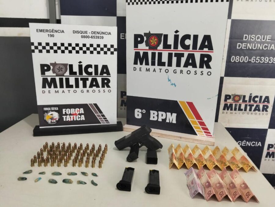 Facção é desarticulada e trio é detido com arma e drogas em Mato Grosso